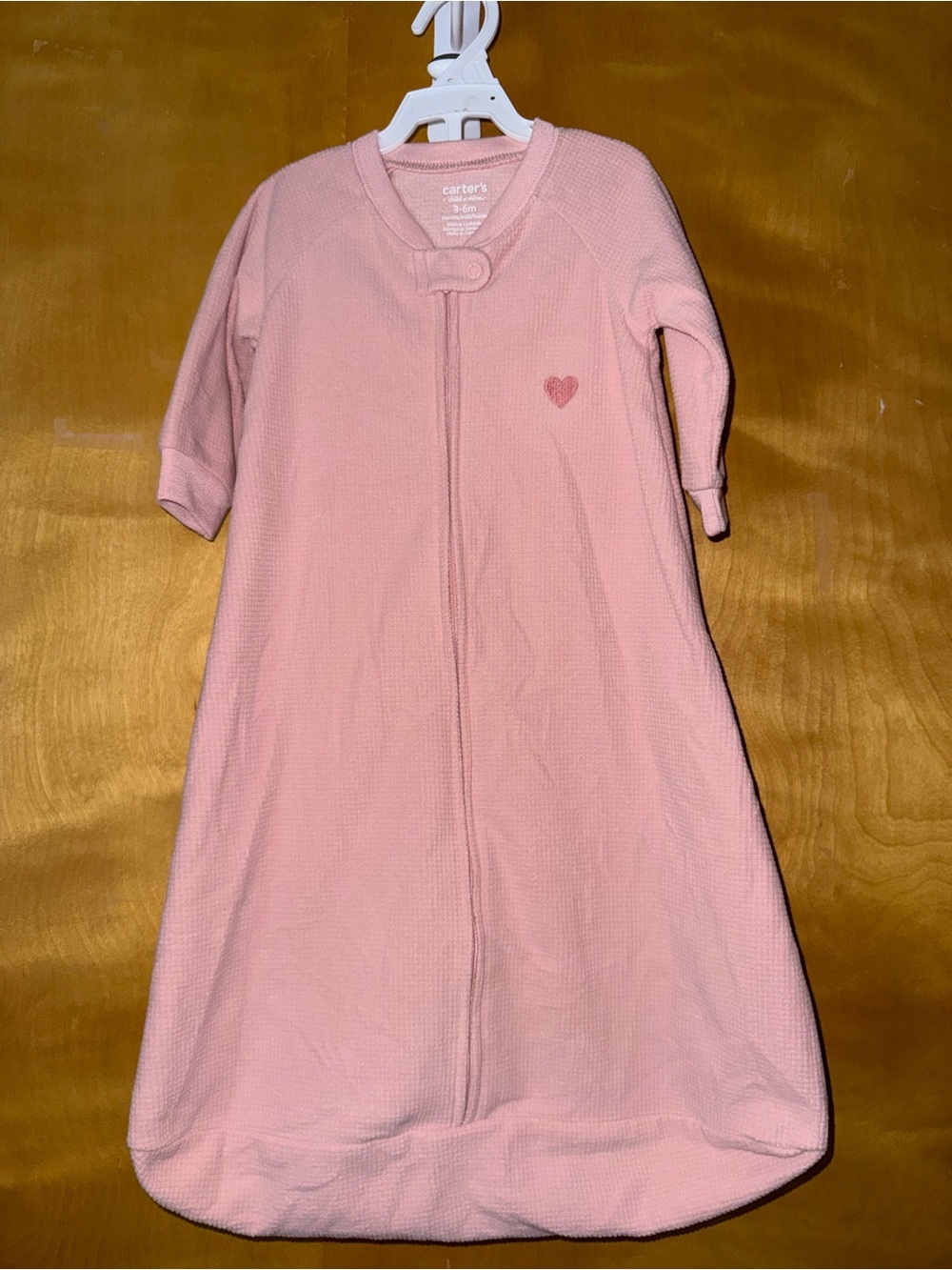 Carter's Light Pink Long Sleeve Sleep Sack with Heart Detail